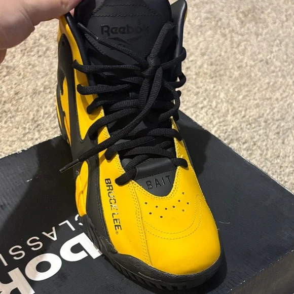 Rare Bruce Lee Reebok Kamikaze II Bait Black and Yellow Sneakers - Picture 5 of 8